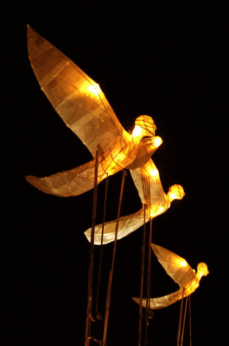 photo of light scuplture ot night