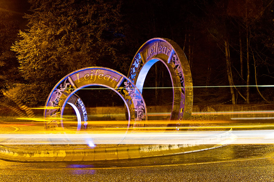 close up of the Lifford Pennies at night