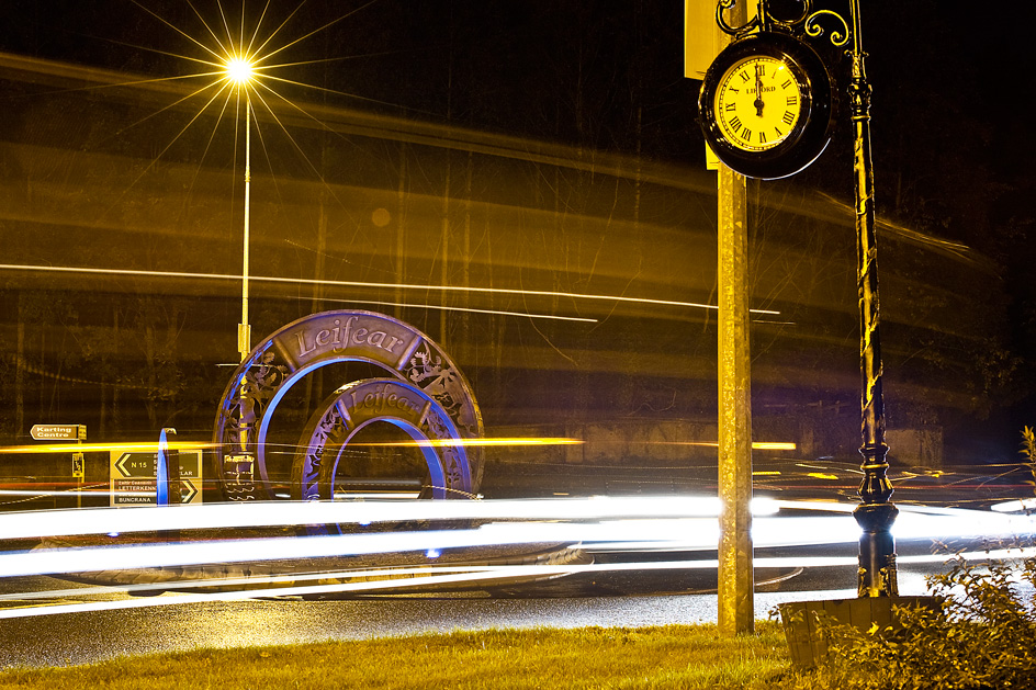 close up of the Lifford Pennies at night