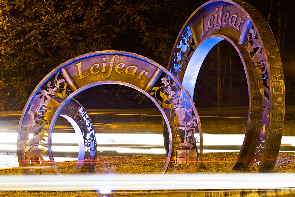 close up of the Lifford Pennies at night